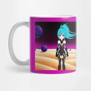 Anime Girl Standing on Alien Planet Mug